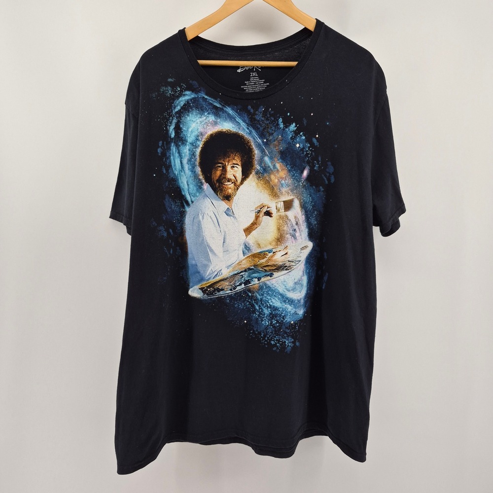 Bob Ross‎ Galaxy Painting TShirt Men's 2XL Black Cotton